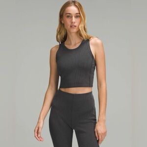 Lululemon Ribbed Softstreme Cropped Tank Top in Black